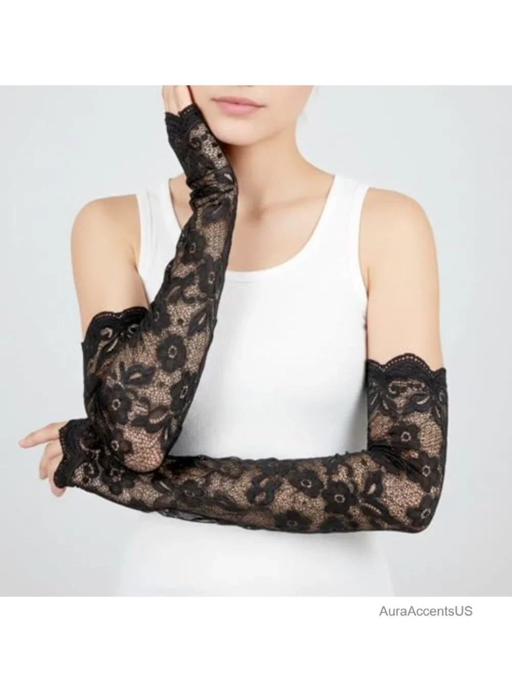 Vintage Lace Fingerless Gloves, Floral Knit Arm Warmers, Bridal & Opera Gloves